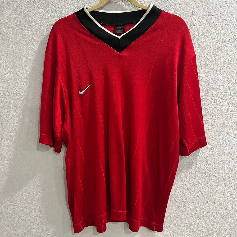 Vintage Nike Town Shirt Mens XLarge Red Athletic Short Sleeve Swoosh Logo Light